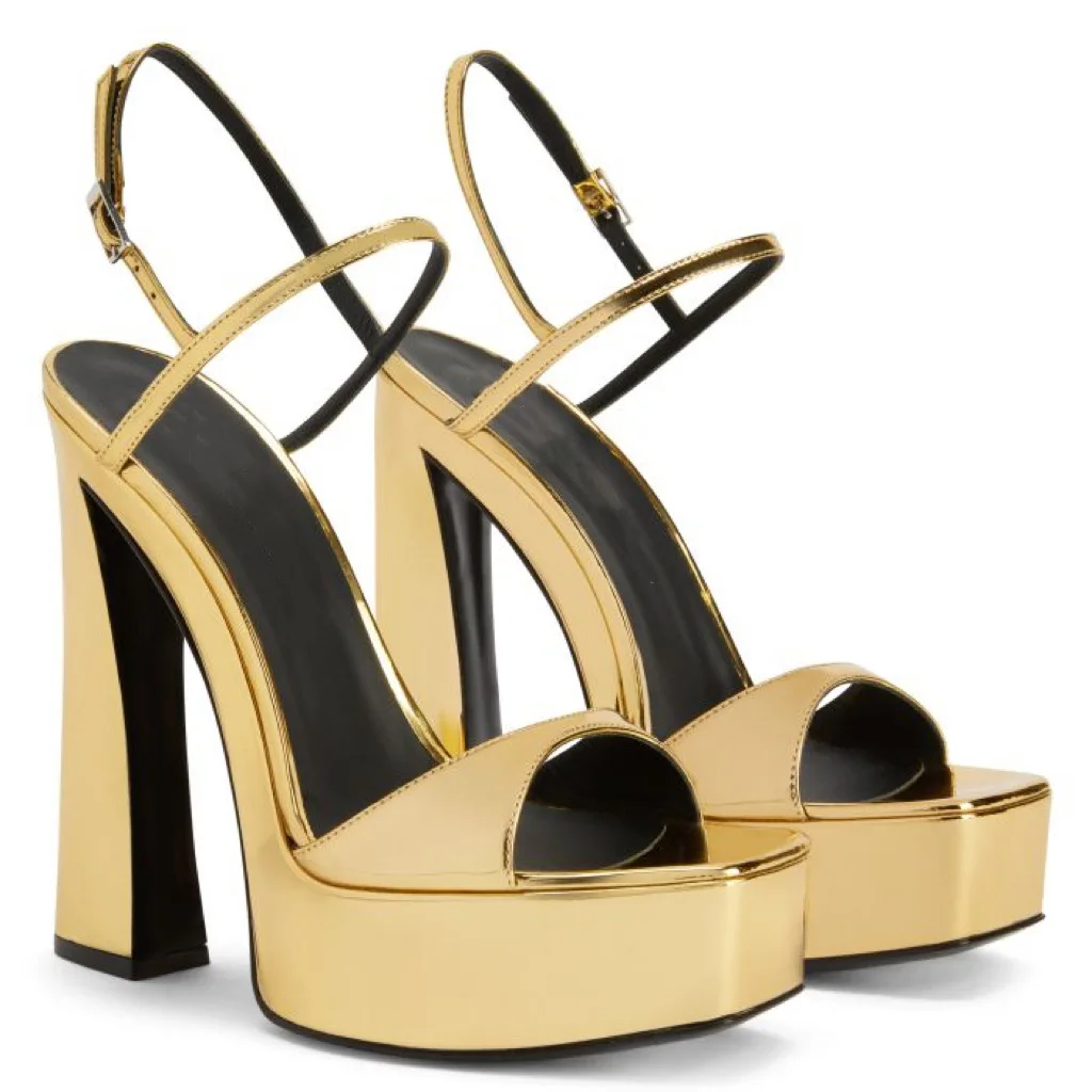 Givencci Round Peep Toe Sandales à Talons Platform Chunky Super High Heels Buckle Strap Flannel Women Sandals Fashion Dress Lady