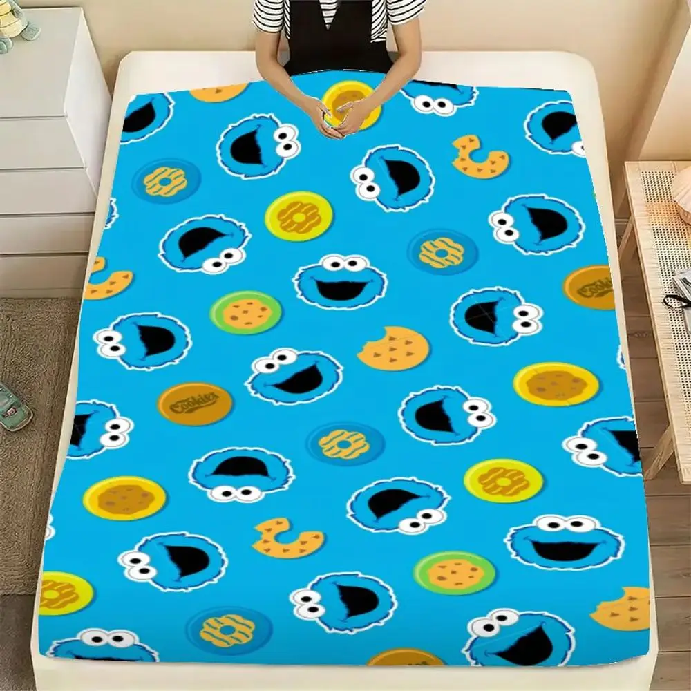 Cookie Monster Fun Pattern Blanket - Vibrant Blue Fleece Throw Blanket Featuring Playful Cookie Monster Faces and Delicious Cook