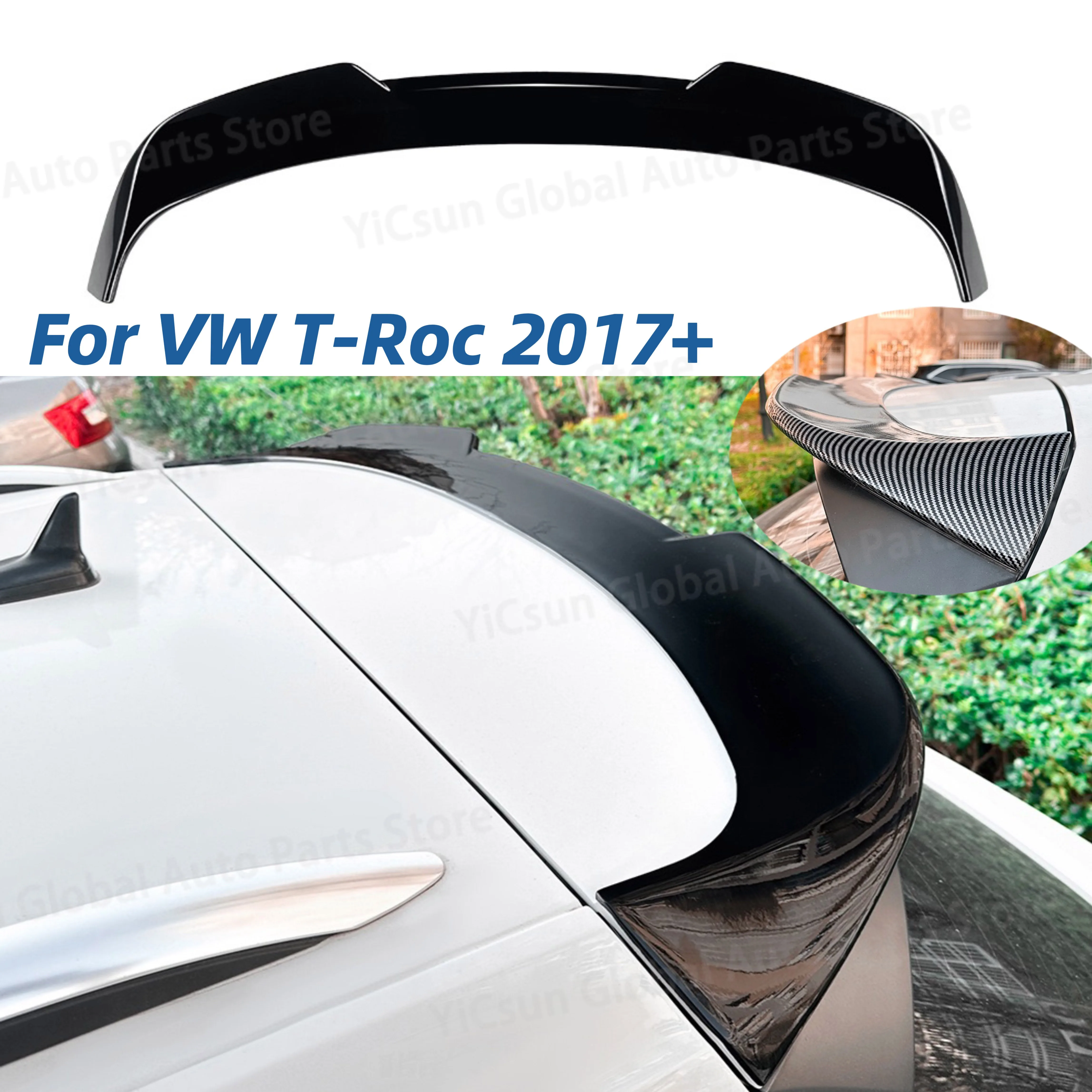 New Glossy Black Rear Top Tail Wing Spoiler Modification Car Body Kit For Volkswagen T-Roc 2017+