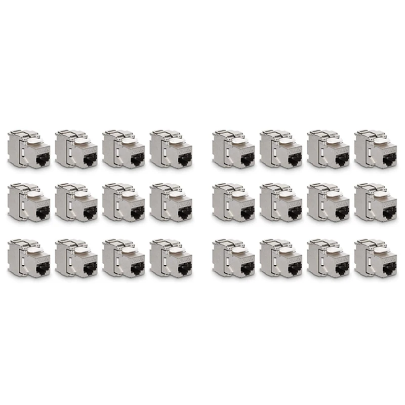 Keystone modul Jack-24 buah CAT6A berpelindung Keystone Jack RJ45 Cat 6A modul Ethernet 10 Gbit dengan perumahan logam