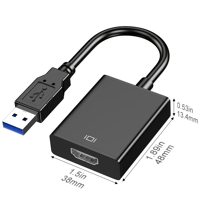 Adattatore da USB a HDMI, convertitore cavo grafico Video da USB 3.0/2.0 a HDMI 1080P per proiettore portatile per PC compatibile con TV HD