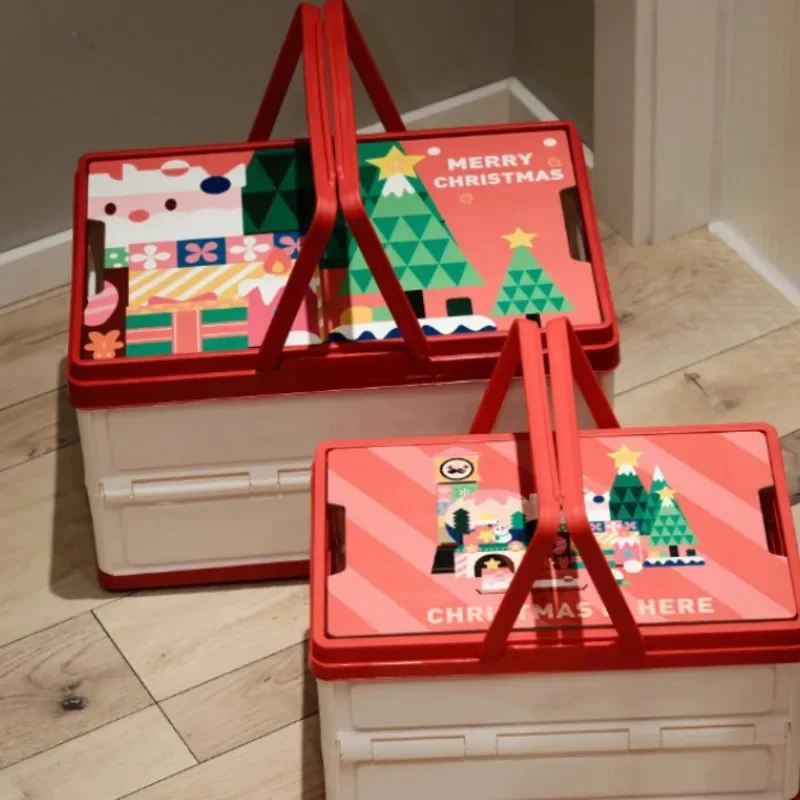 2024 Christmas 18L Folding Basket Gift Storage Box Magic Tree Candy Party Creative Personality Handheld Gift Box Home Decoration