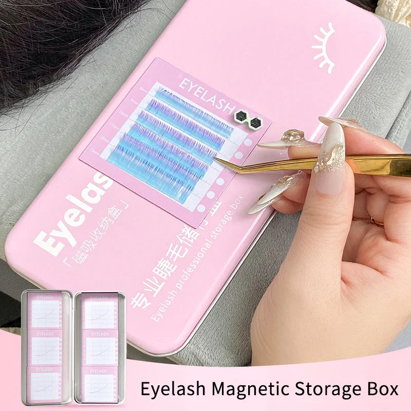 Empty Magnetic Fake Eyelash Storage Box With 6 Diskettes False Eyelash Holder Case Container Travel Pallet Lash Holder