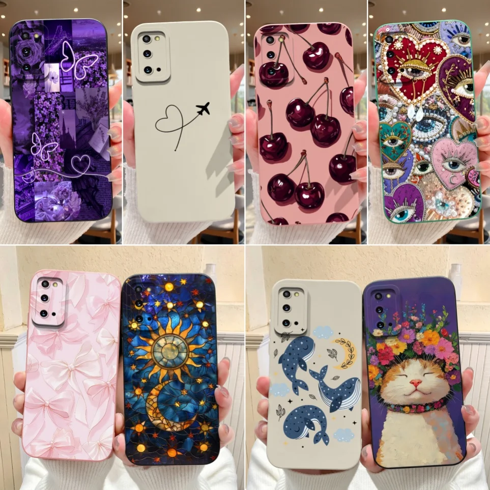 Fundas Lovely Cherry Cat para Samsung Galaxy S20 20 Plus S20 FE S20 Ultra S20 Lite Coque S30 S30 Pro S3 0Ultra Funda para teléfono