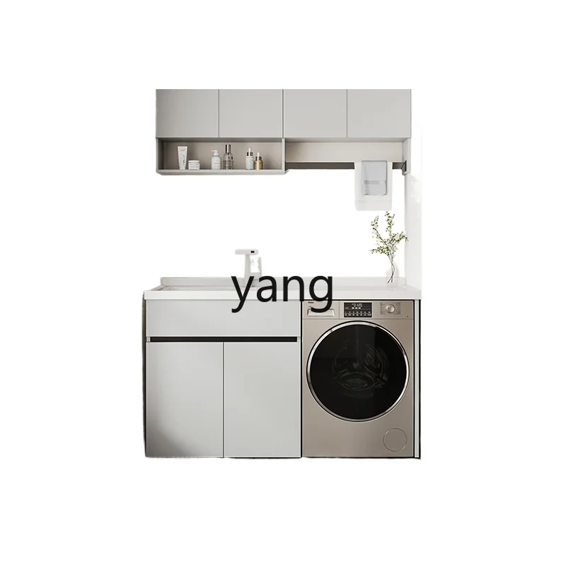 

lmm honeycomb aluminum balcony washing machine cabinet combination custom laundry pool basin with rubbing board integrated