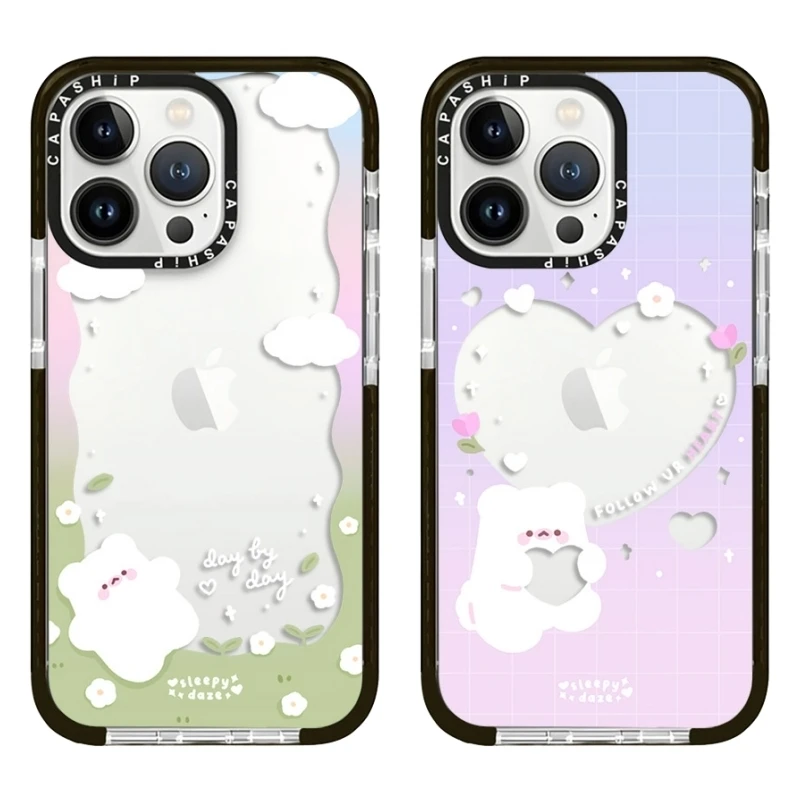 

Чехол с изображением медведя и цветов для iPhone 16, 15, 14, 13, 12, 11 Pro X XS XR Max 7, 8 Plus SE 2022, мягкая противоударная задняя крышка из ТПУ