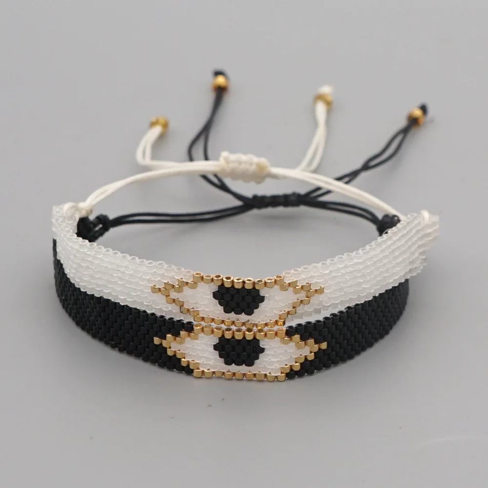 Bohemia Rice bead bracelet Hand-woven AdjustableDemon's Eye Letter Versatile Personality Simple Original Pattern Beaded bracelet