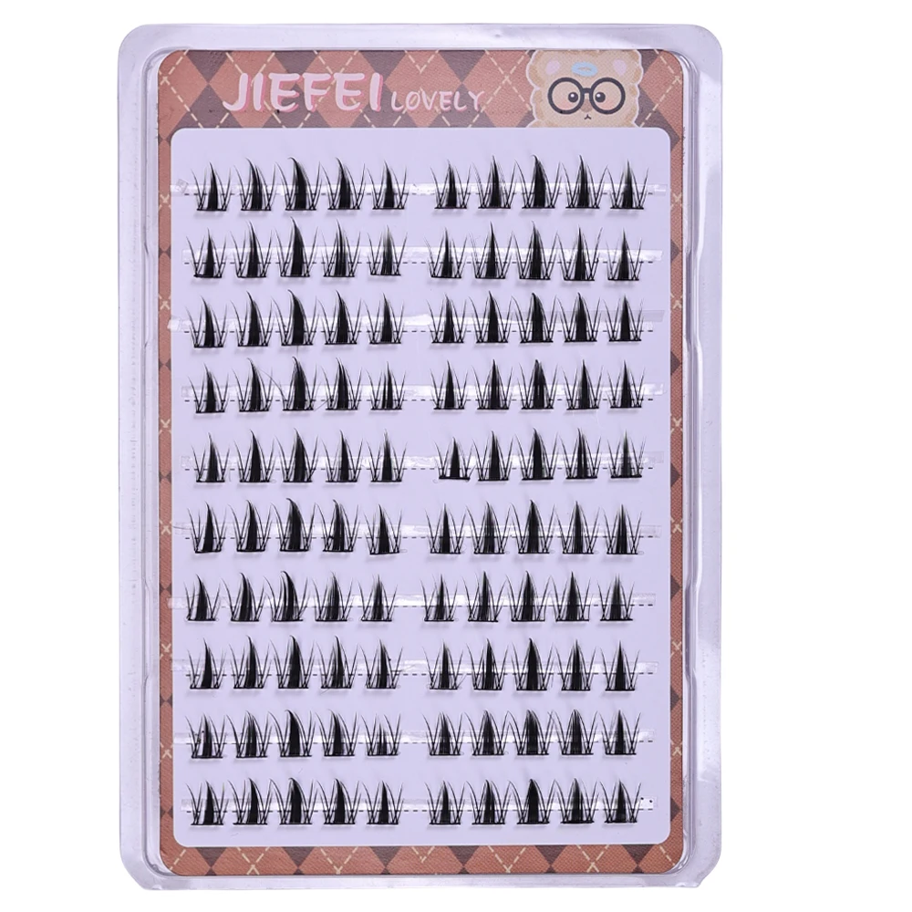 Natural 3D Manga Lashes Kit: 10 Rows Self-Adhesive Clusters, Sectioned Design Glue-Free
