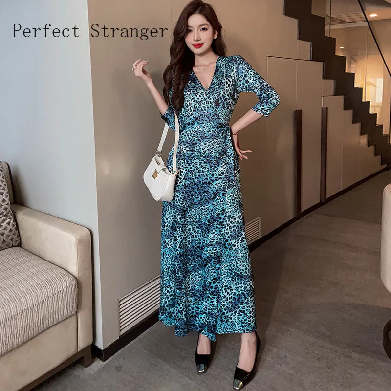 2024 Summer New Arrival Hot Sale V Collar Three-quarter Sleeve One Piece Floral  Women Jag Long Maxi Dresses for Women