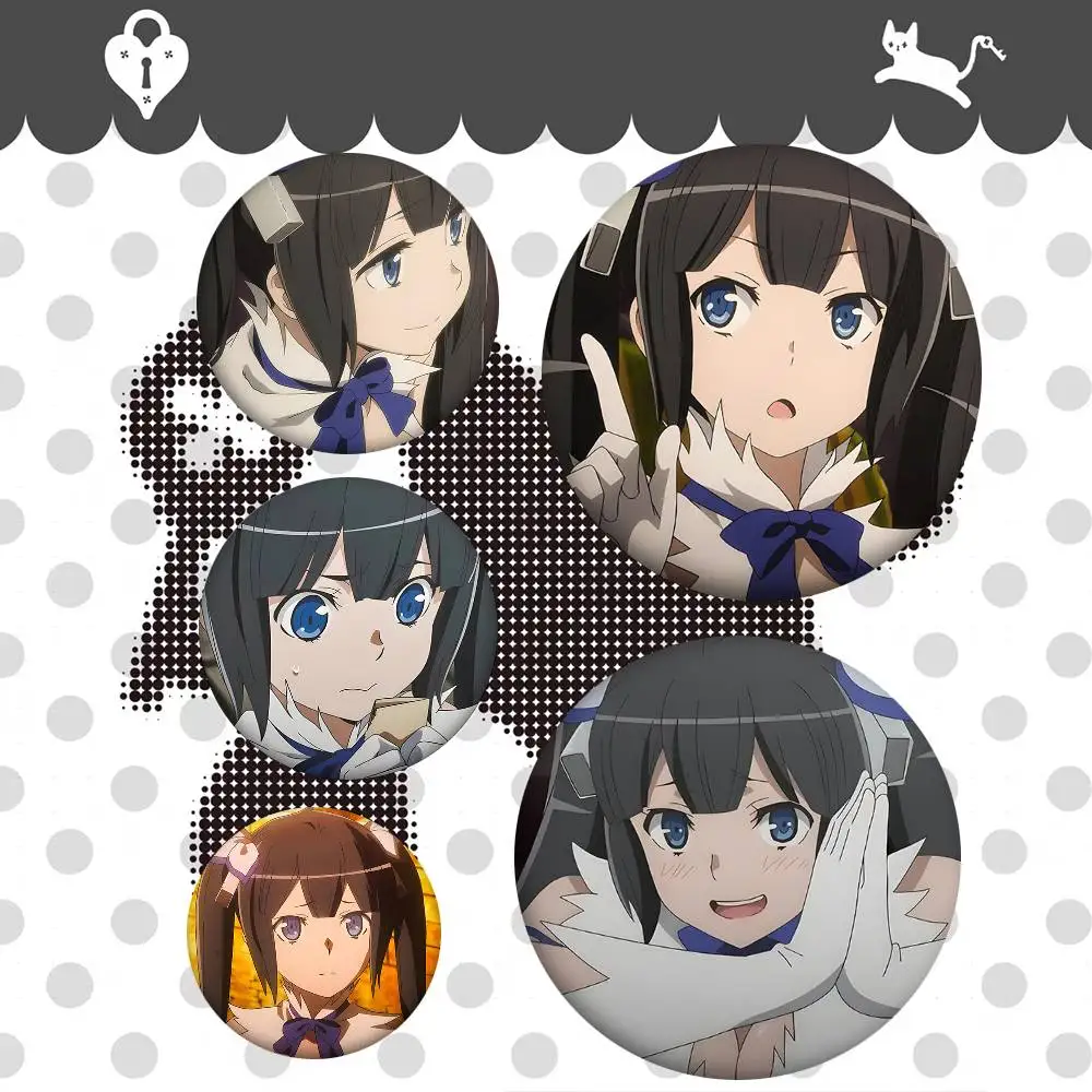 1pc Hestia Anime Characters Cartoon Style Badge Brooches On Backpack Decoration Round Enamel Pins For Accessorys