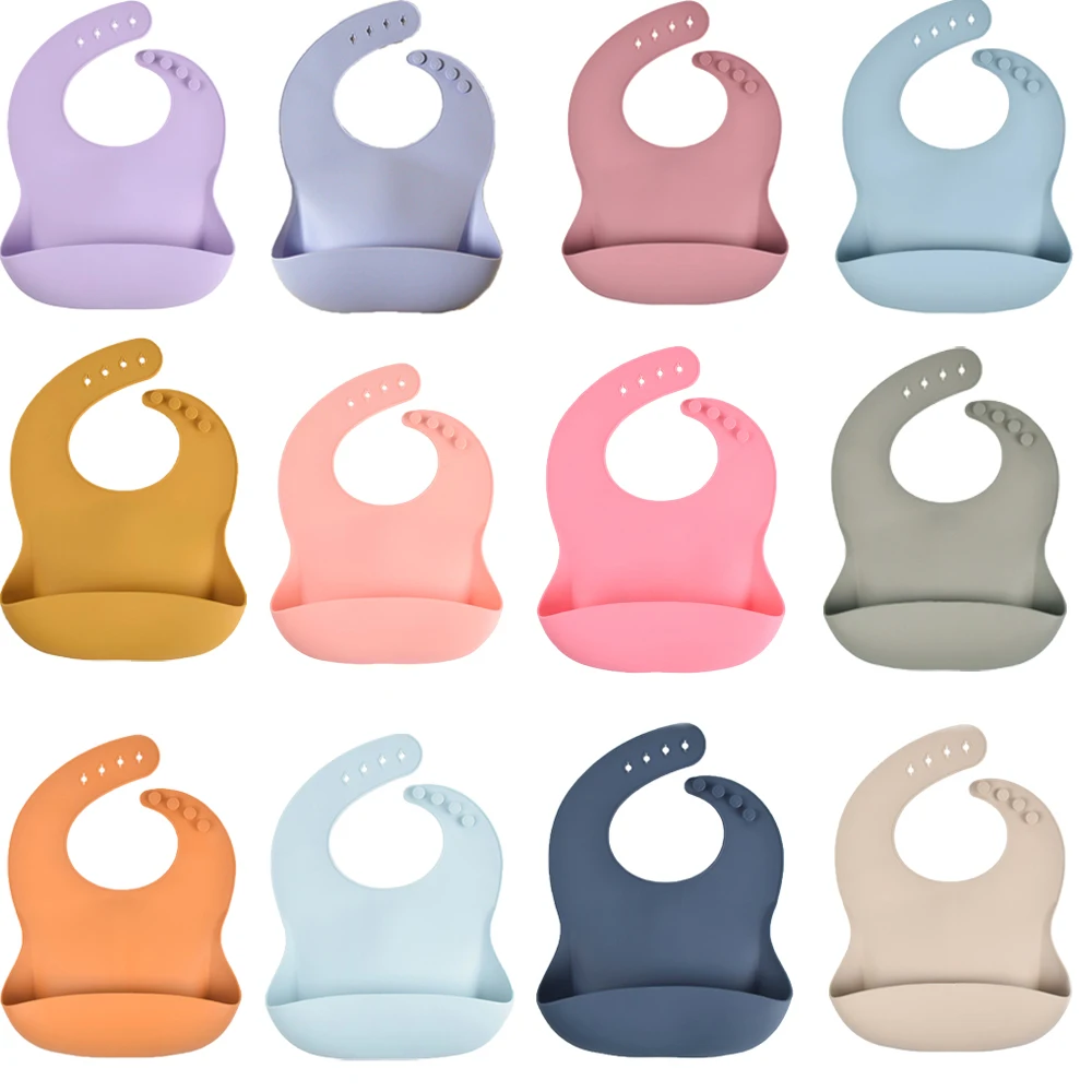 

Silicone Bibs for Kids Newborn Candy Baby Feeding Tableware Waterproof Baby Bibs Toddler Breakfast Feedings Dropshipping