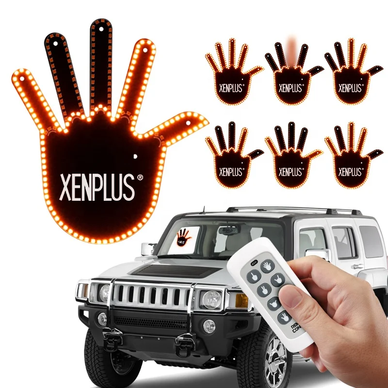 

XENPLUS 7 Seven Modle Middle Finger Light On Car Window 3M Adhesive Car LED Light Car Finger Light