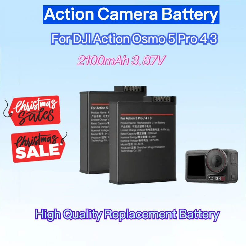 

2200mAh Battery For DJI Action Osmo 5 Pro Osmo Action 4 Osmo Action 3 Camera Accessory Replacement Batteries Lithium-ion Battery