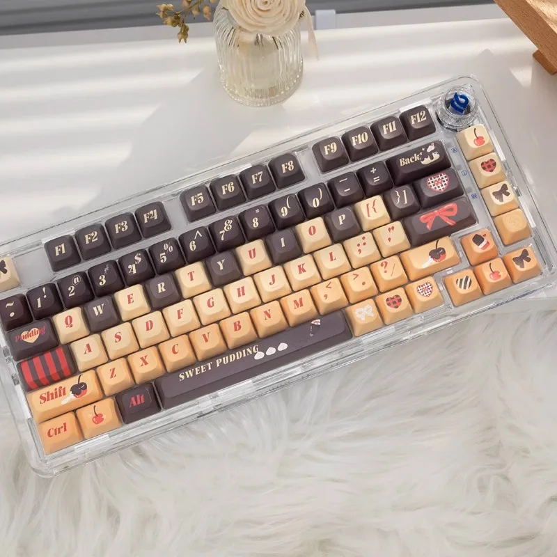 MiFuny-teclas con temática Pudding para juegos, accesorios de Teclado mecánico con 137 teclas, perfil PBT DMA, regalo adaptable a HI75 HI8