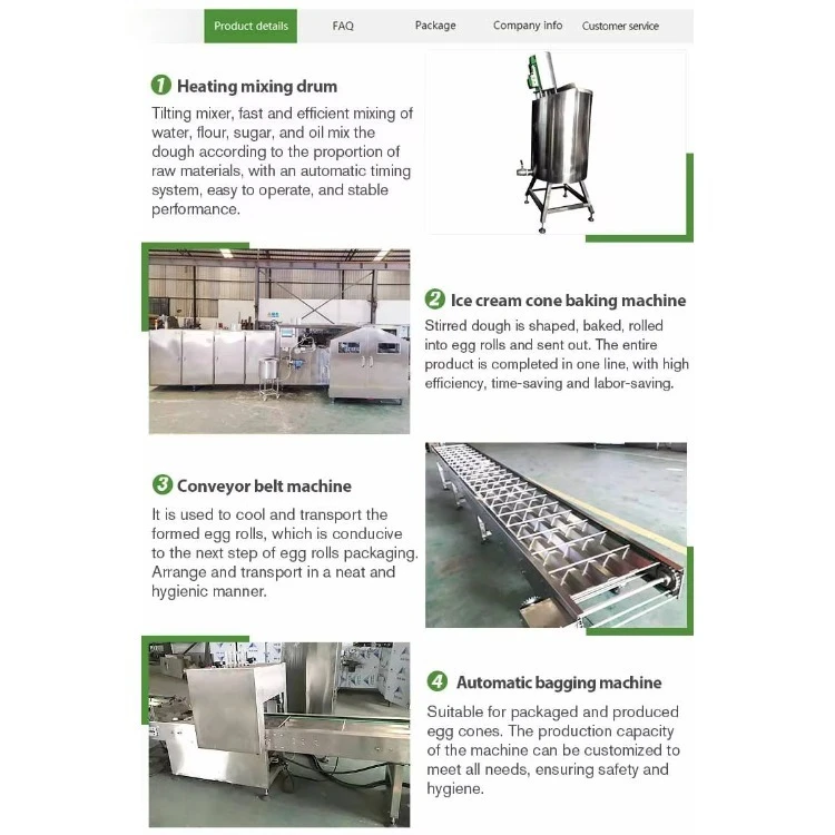 High Automatic Quality Mini Bake Waffle Roll Sugar Biscuit Ice Cream Cone Make Production Line Machine for