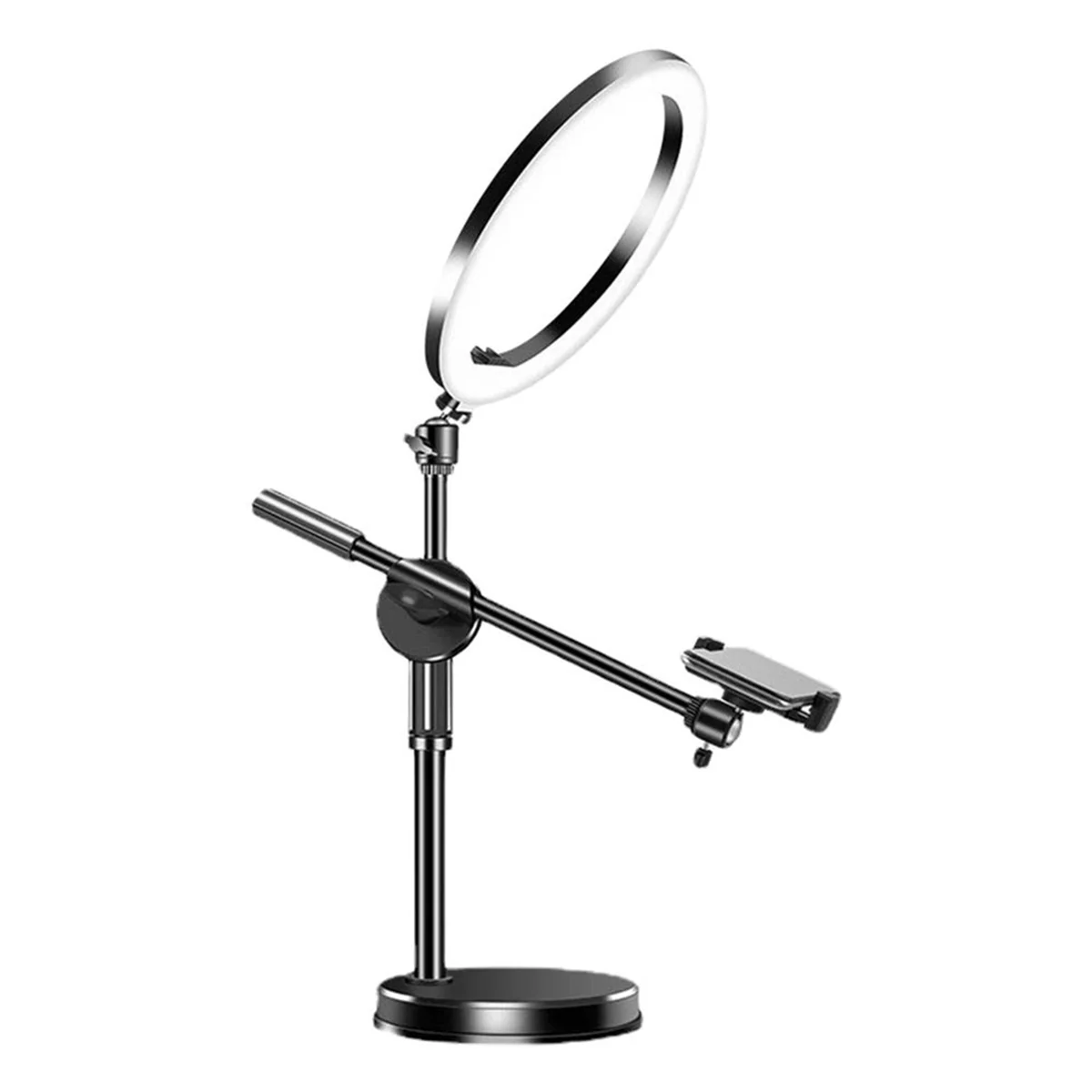 Overhead Tripod for Mobile Phone Smartphone Desktop Video Stand with Ring Light for Table Photography