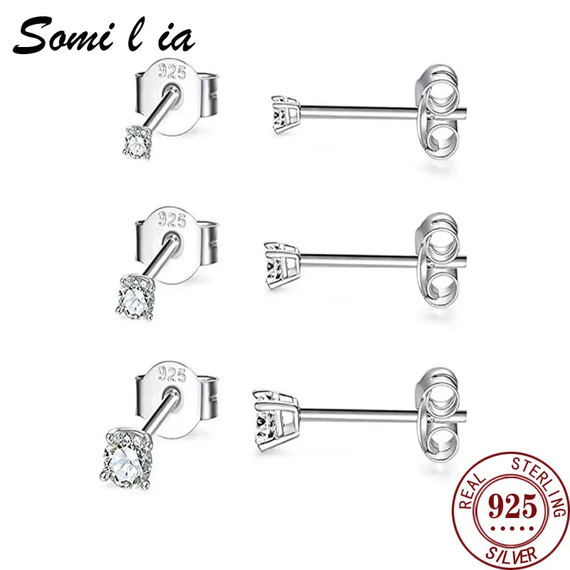 

SOMILIA 925 Sterling Silver Stud Earrings For Women Girl 18k Gold INS Minimalist Piercing Pendiente Earring Party Gift