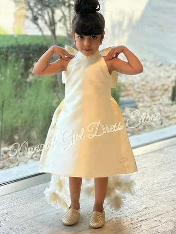 Flower Girl Dresses for Wedding with Floral Sleeveless Baby Girl Birthday Gowns for Photoshoot First Communion Gowns Customized