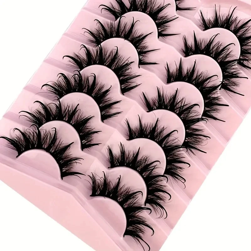 7 Pairs of 8D Fluffy Naturally Curled False Eyelashes for Fashionable Makeup, Extending Moist and Blooming Sunflower Eyes