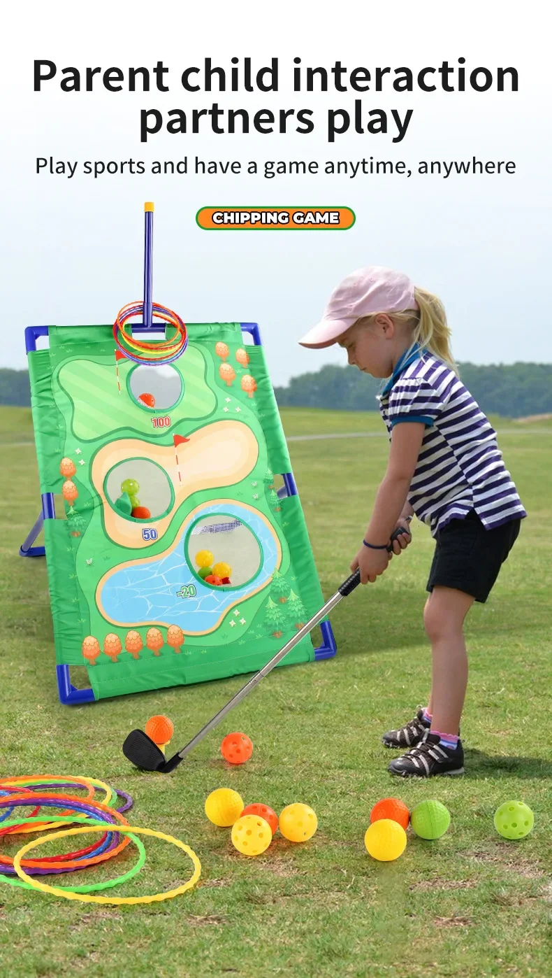 3-In-1 Children's golf Games Set Outdoor Game Portable Convenient Exercise Outdoor Golf Sport For 3/4/5/6 Years Old Kids