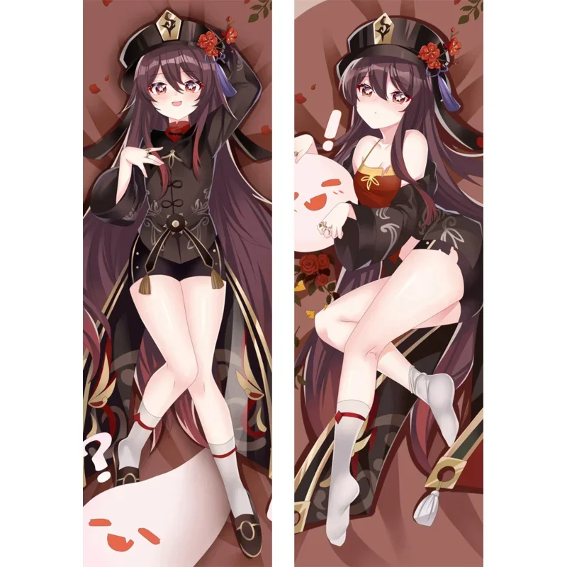 Coslan 2WAY/WT Genshin Impact Hutao funda de almohada Dakimakura funda de cojín para abrazar el cuerpo juego de Anime doble cara impresa Otaku Pillo