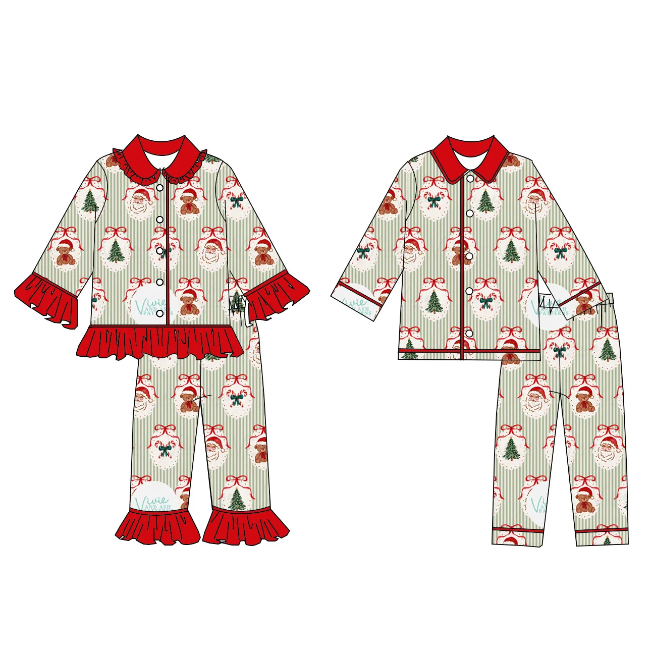 High Quality Kids Christmas Pajamas Set Long Sleeve Sleepwear Outfit for Boys And Girls Merry Christmas Clothing
