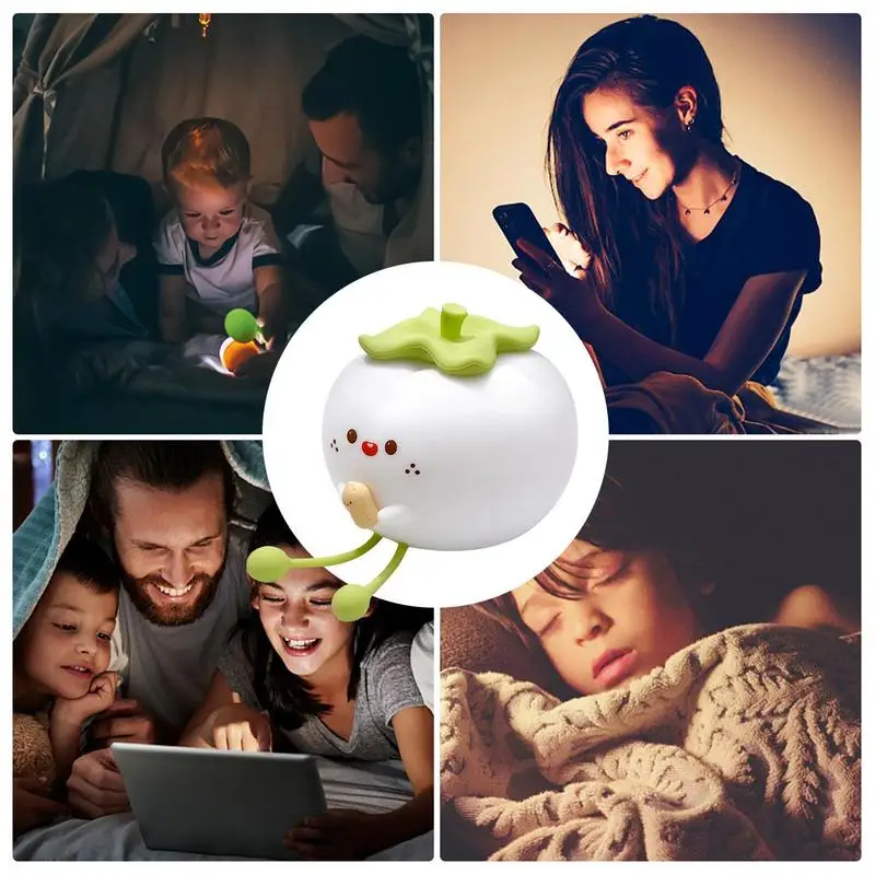 Squishy Lamp Adorable Persimmon Multi-Color Lamp 3 Level Dimmable Touch-Sensitive Rechargeable Night Light For Kids Soothing