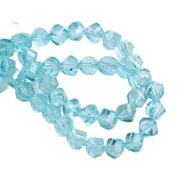 Coated Lake Blue 4mm 6mm 8mm Helix Faceted Crystal Glass Loose Spacer Beads Lot For Jewelry Making