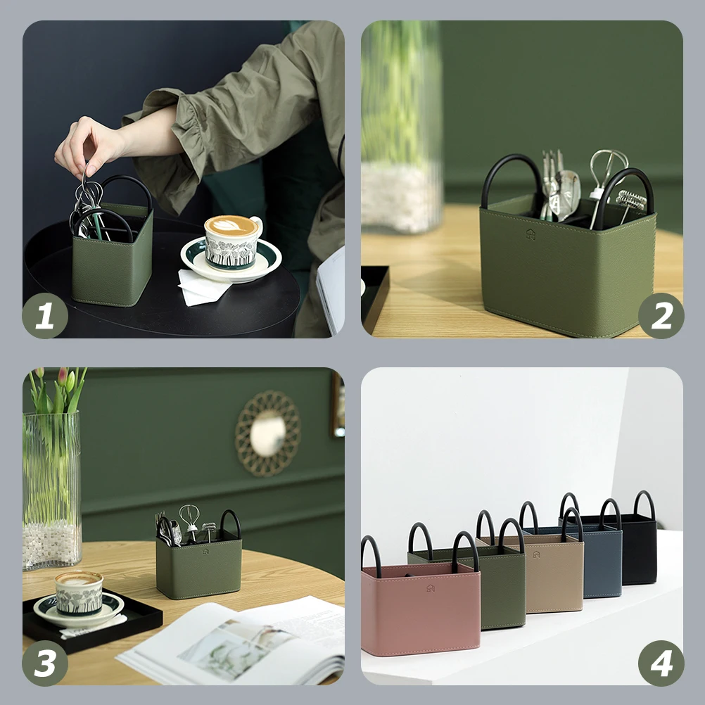 

1Pcs Remote Control Storage Box Simple PU Desktop Basket Portable Snack Organizer Sundries Storage Container Home