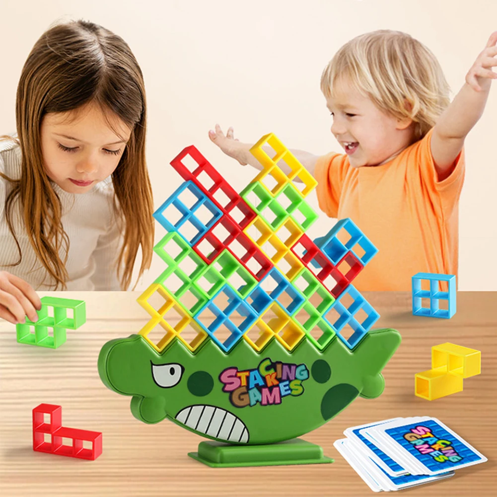

Штабелируемые игры в динозавры, строительные блоки, кирпичная ворс, настольная игрушка, высокий блок Tetra, настольный балансировочный блок для мальчиков и девочек, игрушка-головоломка