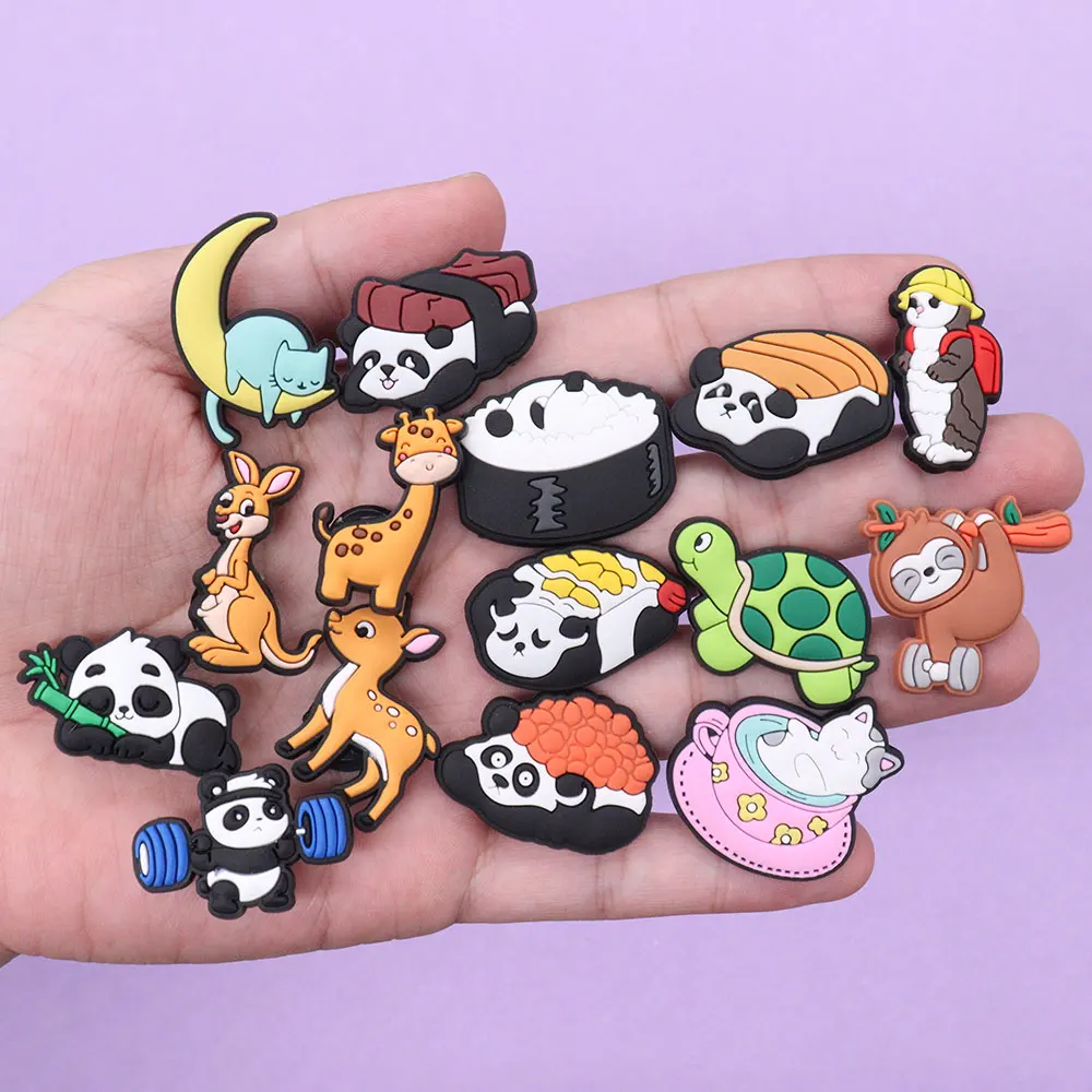 50Pcs Wholesale Lovely Animals Cats Penguin PVC Shoes Buckle Charms Decorations DIY Children Best Birthday Gift