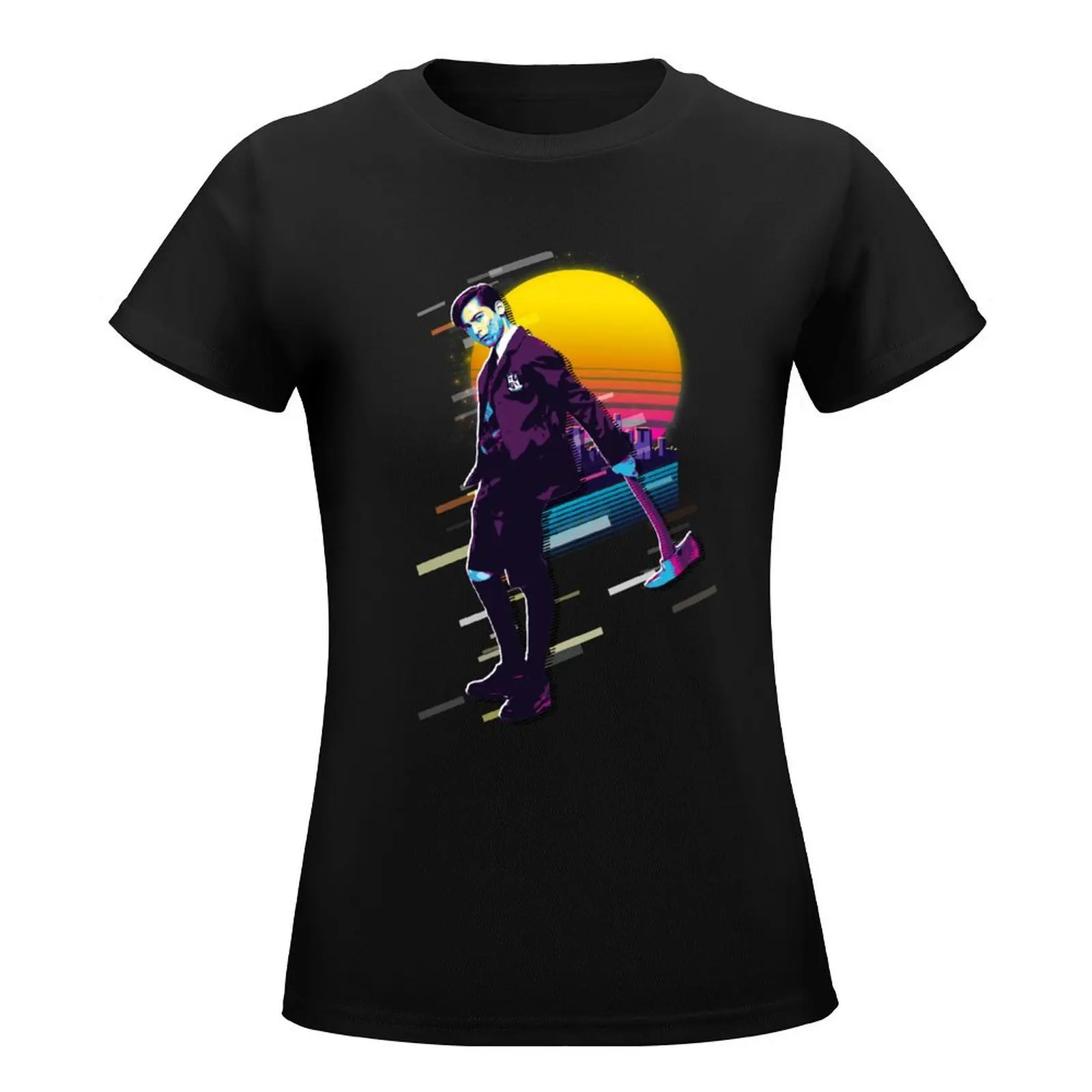 The Umbrella Academy Number Five In Retro Sunset 80s Style T-Shirt korean fashion anime clothes ariat shirts for Women