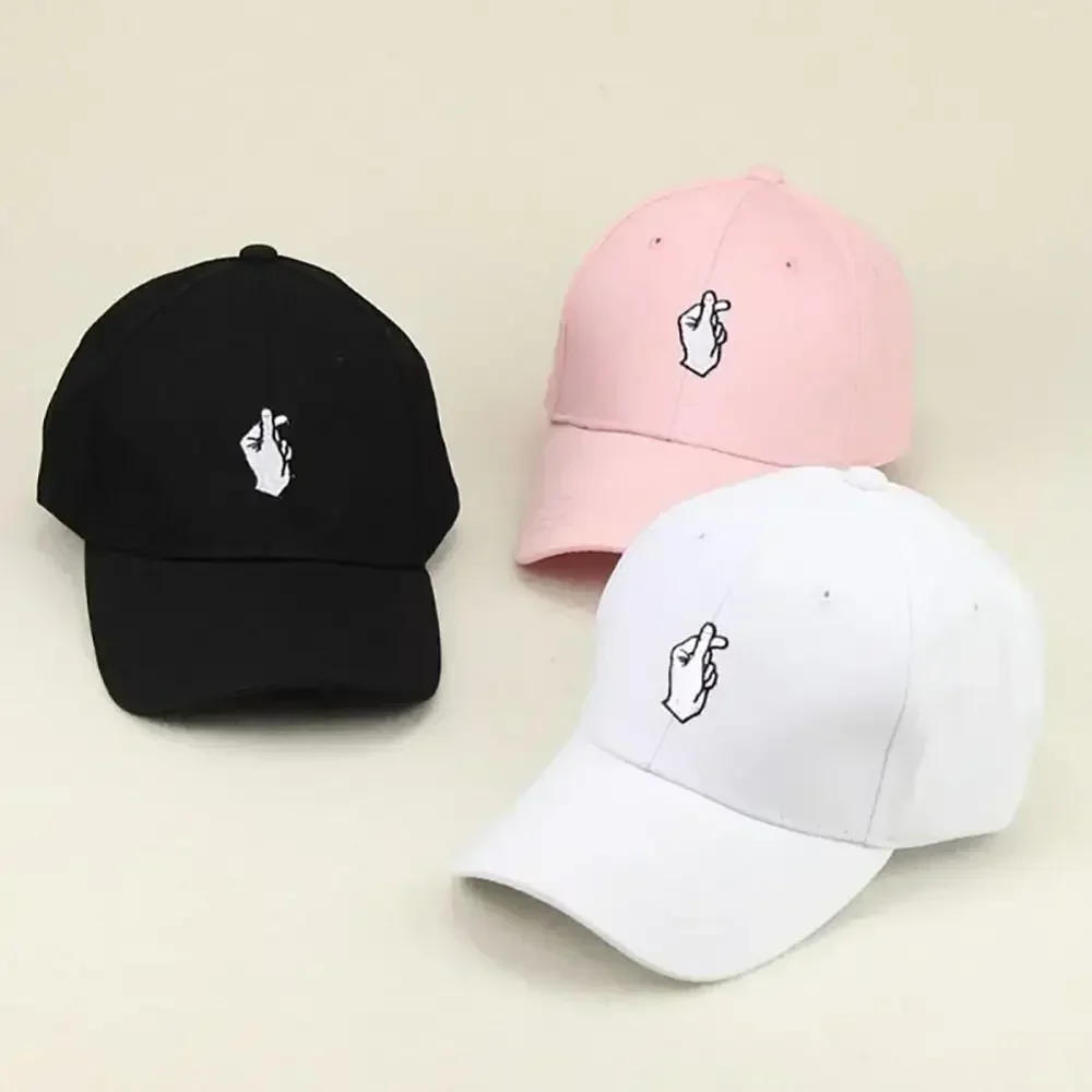 Fashion Men Women Boys Love At Finger Baseball Cap Adjustable Strapback Trucker Hats Summer Sunscreen Cap Black/ Pink/White