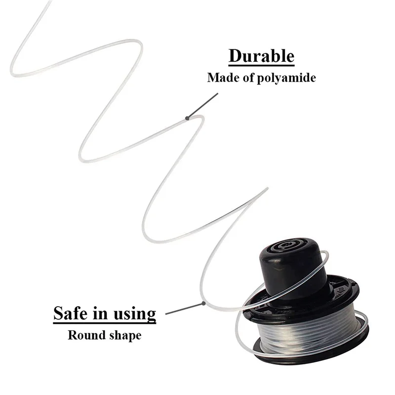 AS94-RS-136 Replacement String Trimmer Spool Line For BLACK+DECKER ST4000 ST4500 (2 Spool, 2 Cap And 2 Spring)