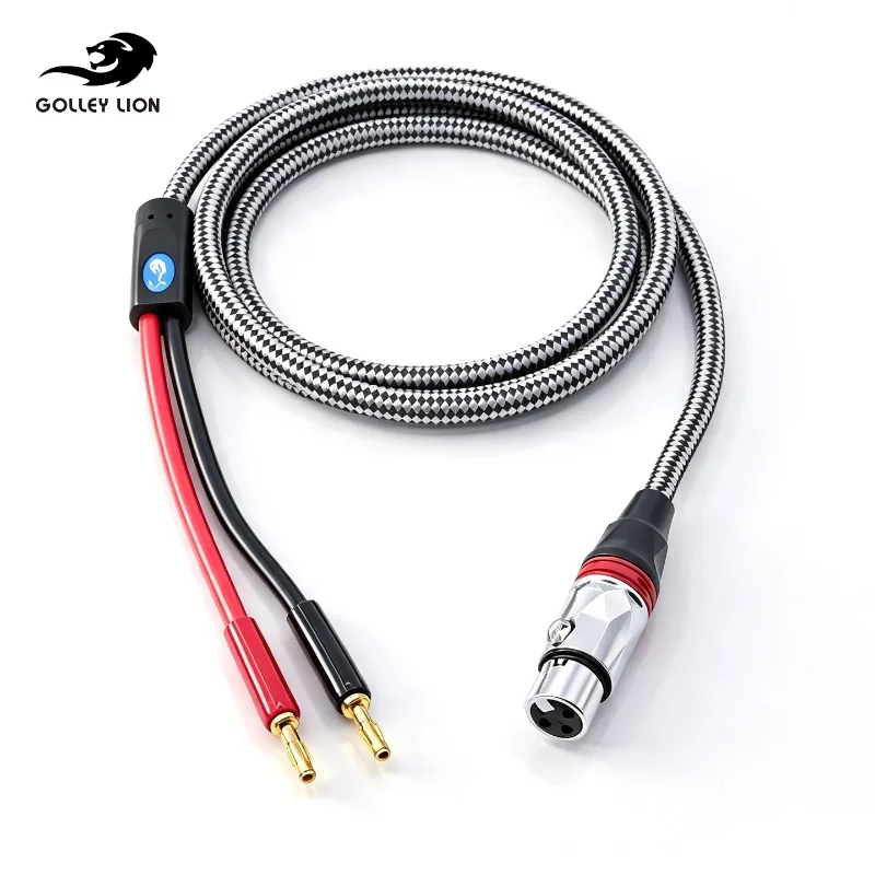 GOLLEY LION XLR-Banana Speaker Cable, XLR 3 Pin Female To Dual Banana Plug, Audio Cable, Gold Plated, Pro HiFi Cord