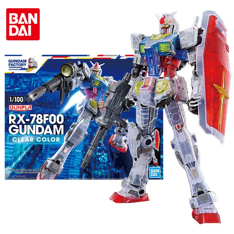 Bandai Genuine Gundam Model Kit Anime Figure MG RX78F00 Clear Color Collection Gunpla Anime Action Figure Toys for Children