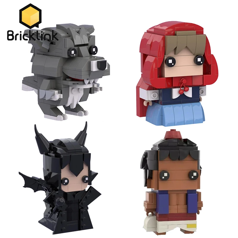 Bricklink Fairy Tales Anime Figure Little Red Big Bad Wolf Sleeping Beauty Maleficents Aladdined Brickheadz Building Blocks Toys