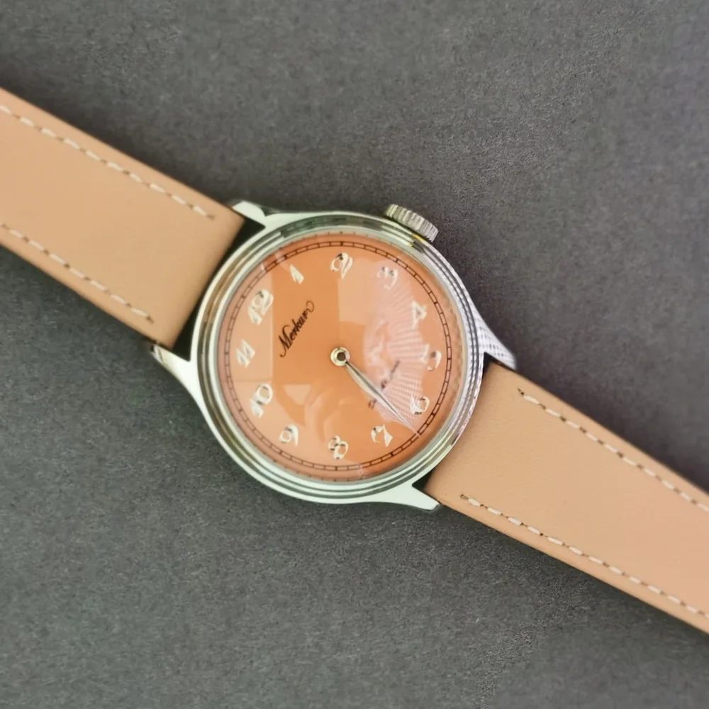 MERKUR Orologio da pilota da uomo 38MM Orologio da polso meccanico a carica manuale 50M Specchio zaffiro impermeabile M01D