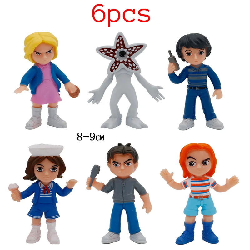 Die 6-teilige Actionfigur „Stranger TV spielt Will Byers Eleven“ Figurales PVC-Modell für Kinder, zum Dekorieren von Autospielzeug, Geschenk auf Lager