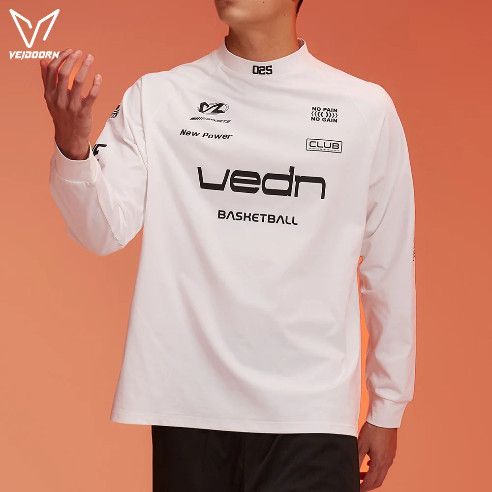 

Veidoorn мужская футболка с длинным рукавом и воротником-стойкой, облегающая дышащая спортивная рубашка для тренировок в тренажерном зале, повседневная одежда