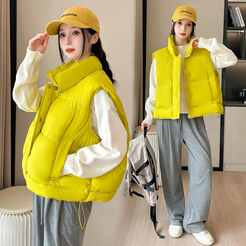 

PinkIsBlack Stand-up Collar Down Cotton Vest Jacket Women's Autumn and Winter Outerwear 2025 New Casual Loose Thick Waistcoat