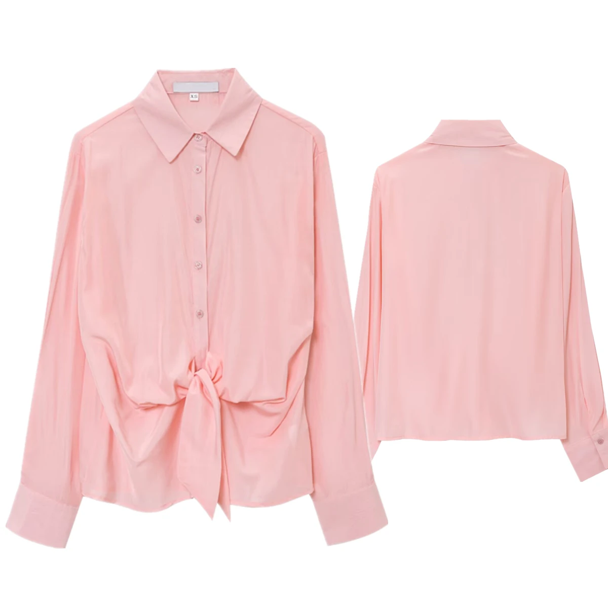 

Jenny&Dave 2025 Minimalist And Fashionable Women's Bow Tie Shirt Summer Pink Casual Chiffon Shirt Blouse Tops