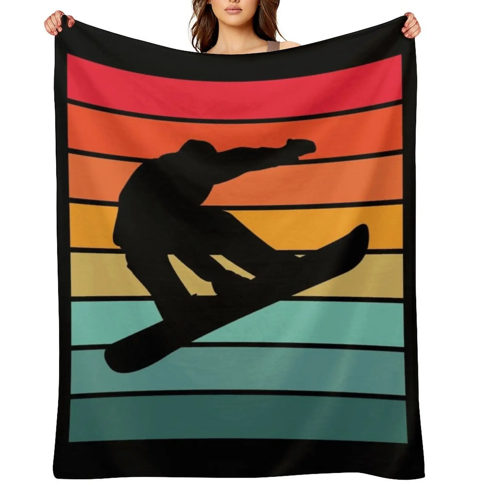 

Snowboarding - Snowboarder Throw Blanket Flannel Fabric Flannel Luxury Loose Blankets