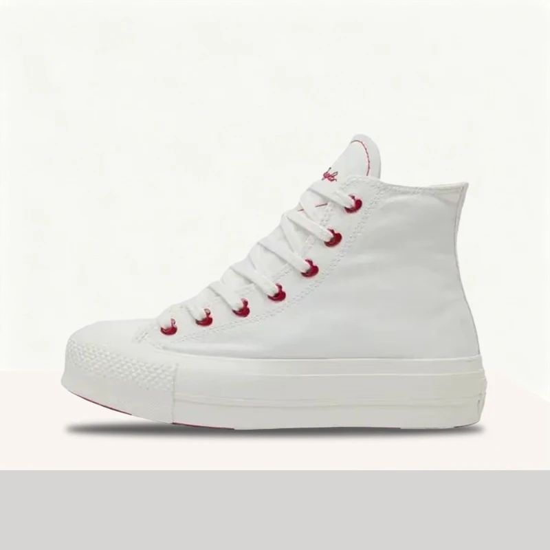 Converse All Star Lift True Love Collection Women's White High-Top Canvas Sneakers–Comfortable Snug-Fitting&Durable Sole A19058C
