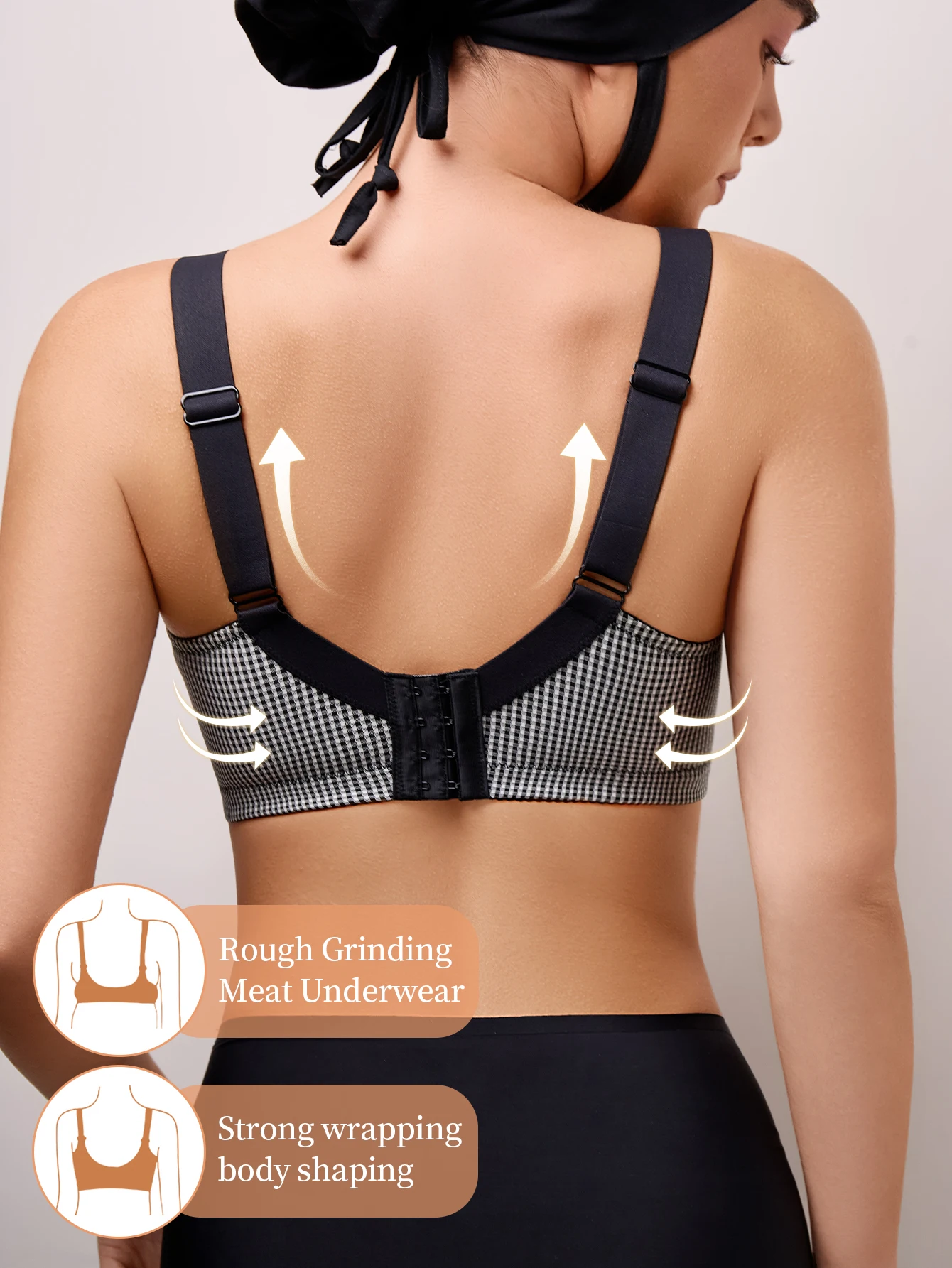 حمالة صدر منقوشة بالشبكة مع دعم رفع لمنع الترهل، قابلة للتعديل لملائمة مخصصة، مريحة ضد الجلد،