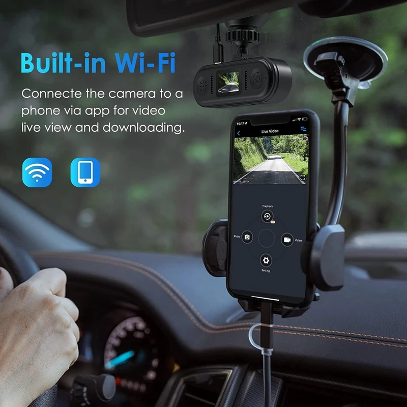 1 PCS Car Dashboard Camera Recorder Built In Wifi Black For Cars With Night Vision, Loop Recording,G-Sensor With FHD 1080P