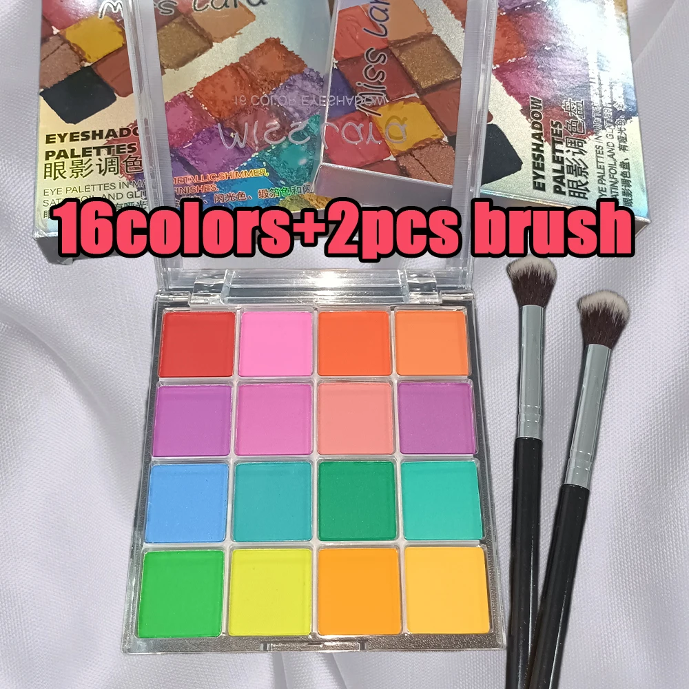

16 Colors Solid Rubbing Powder Palette with Smudge Brush Nail Art DIY Gradient Powder Make up/Nail Art Manicure Gradient Pigment