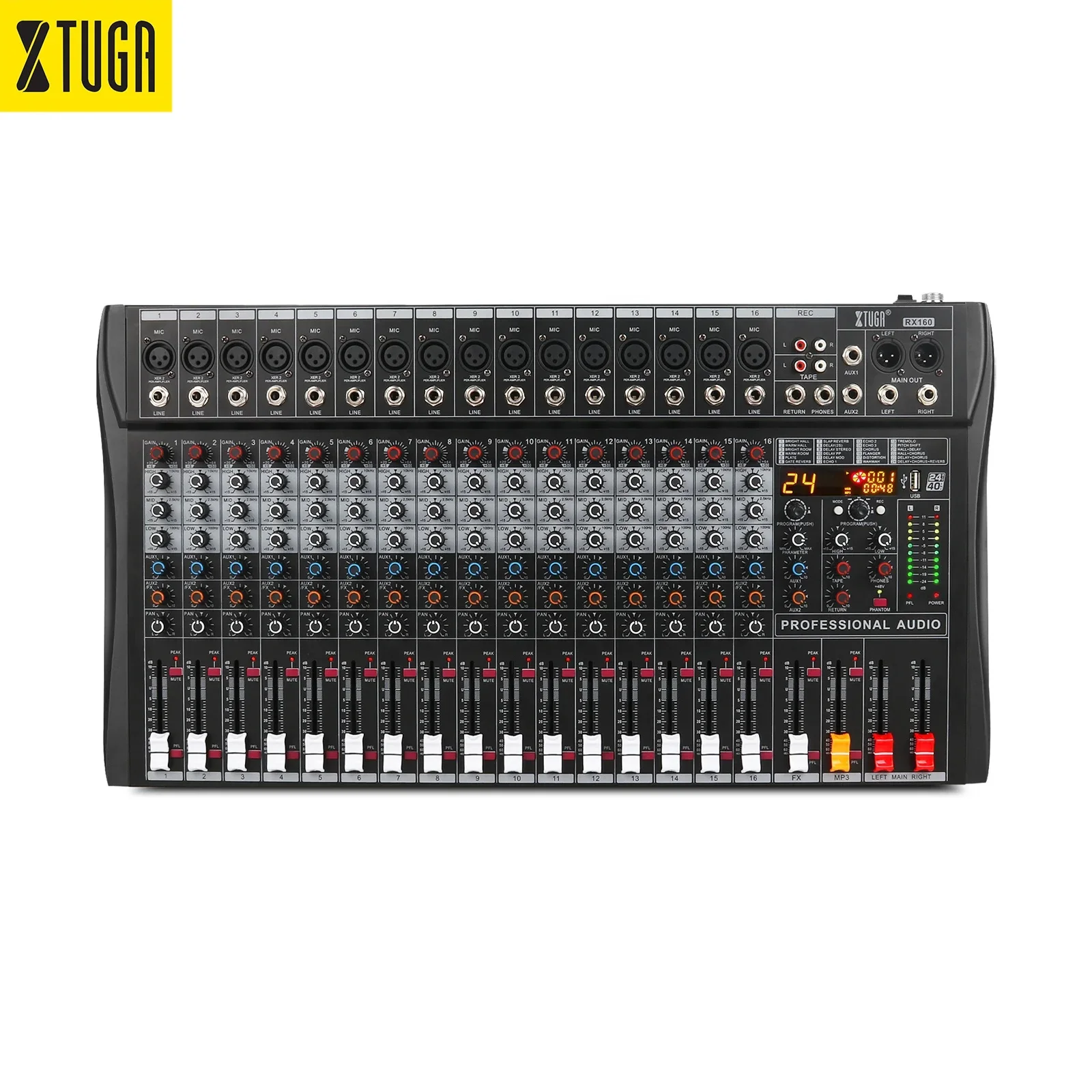 

XTUGA RX160 RCA Input Output 24DSP Professional Mixing16 Channel Audio Mixer