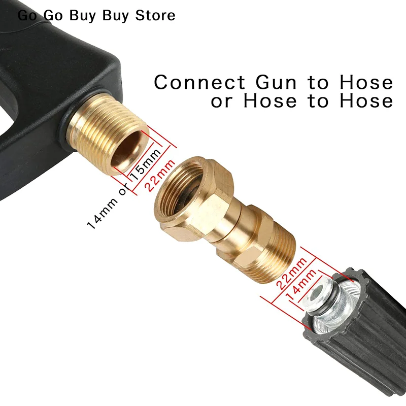 【S】M22 14mm Brass High Pressure Washer Swivel Joint Connector Hose Fitting Thread 360 Degree Rotation Hose Sprayer Connector