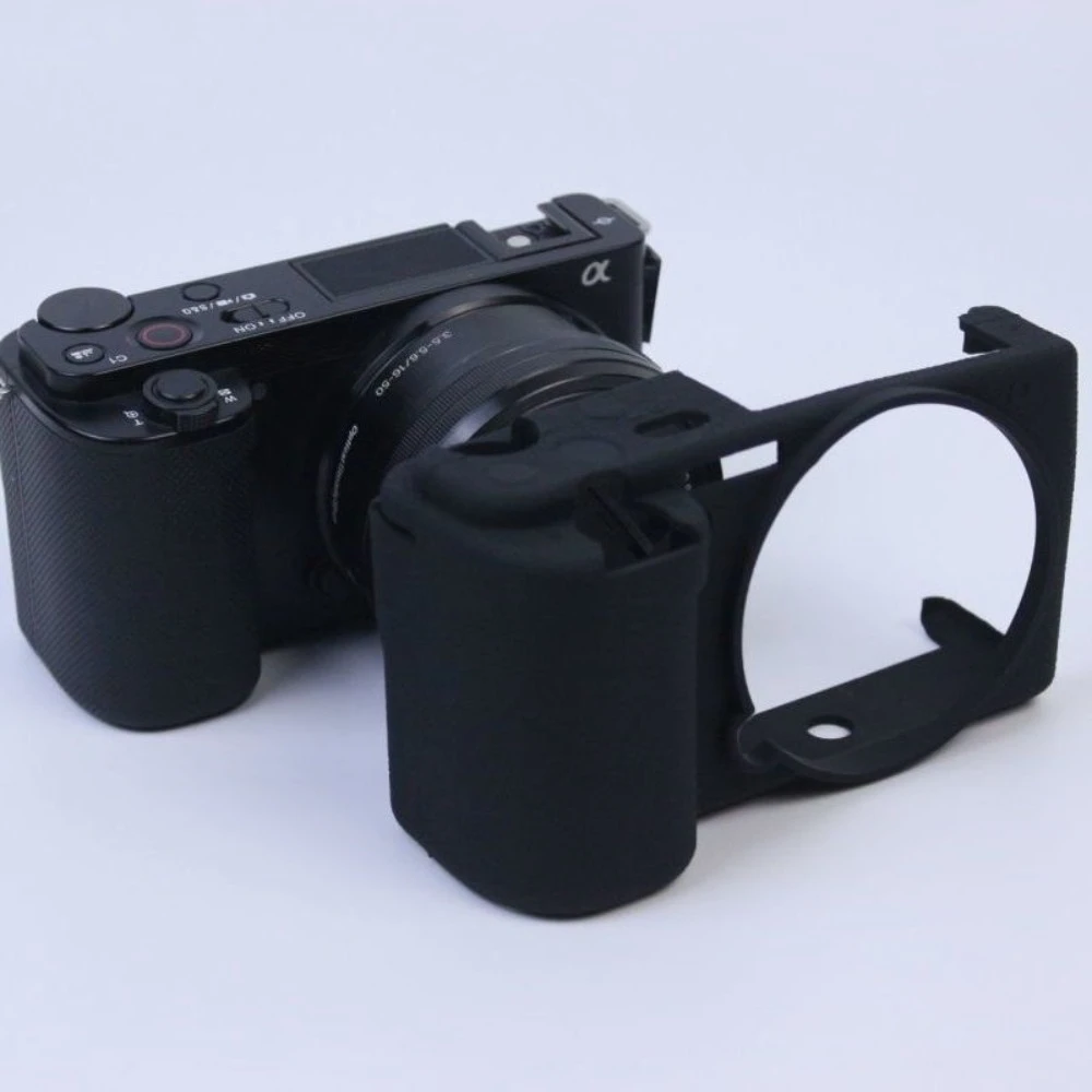 Soft Silicone Armor Body Case For Sony ZVE10 camera bag, ZVE-10 Anti-drop and shock-proof Case + Free Tempered Film